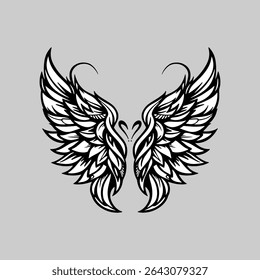 Elegant Black and White Wing Silhouette
