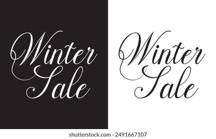 Elegant Black winter Sale Text Vector on white and black Background for Promotions and Advertisements. Eps 10