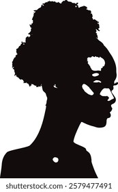 Elegant Black Woman Silhouette with Afro - Art Deco Female Profile Design