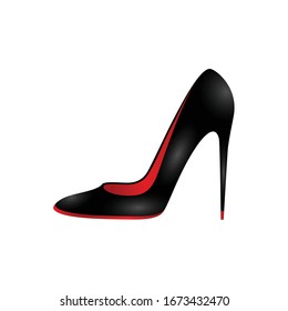 elegant black woman's shoe isolated on white