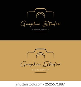 Elegante preto e amarelo classe moderna fotografia vetor logotipo