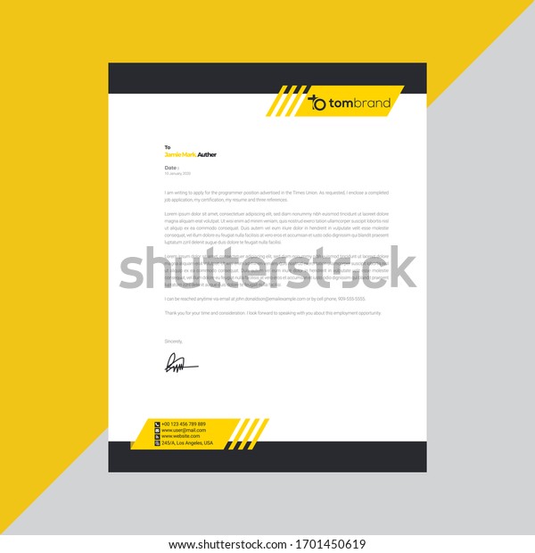 Elegant Black & Yellow Letterhead Template Design