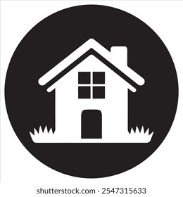 Elegant black-and-white minimalist home icon, ideal for real estate logos, housing developments, home decor branding, and property-related designs.