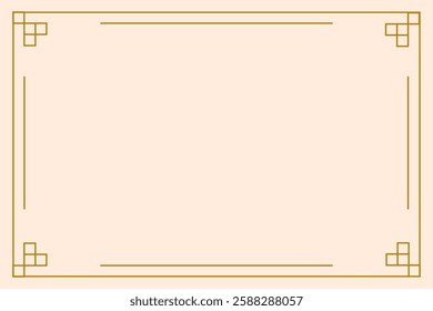 Elegant blank invitation template with decorative frame for various events and occasions. Beige background with golden frame.