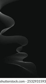 Elegant blank wallpaper of abstract wavy curved silver lines