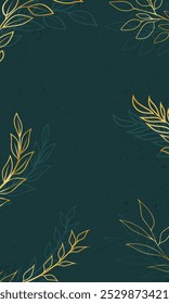Elegant blank wallpaper gold foliage decoration