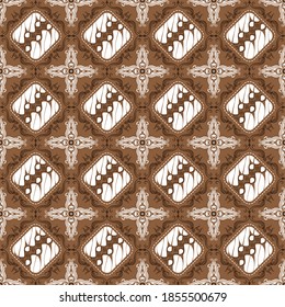 Elegant blend color white and mocca on fabric Kawung batik with simple motifs design.