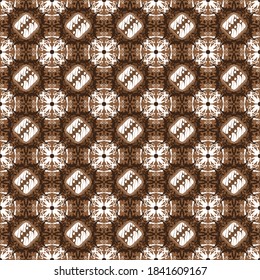 Elegantes motivos de mezcla en batik típico indonesio con un diseño de color blanco y marrón suave.