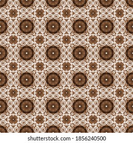 Elegant blend white and brown color on Indonesian batik with simple flower motifs.