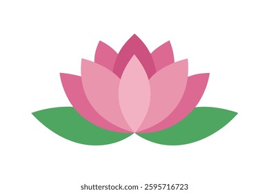  Elegant Blooming Pink Lotus Flower Vector Illustration