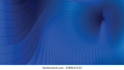 Elegant blue abstract design featuring curved lines forming a vortex. Ideal for presentations, technology concepts, and general digital or futuristic themes.