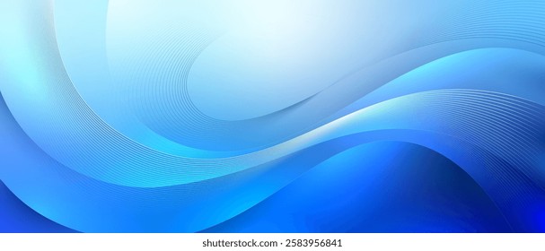 Elegant blue abstract wave background with smooth flowing curves. Perfect for presentations, banners, and digital designs.