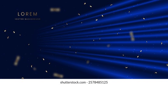 Elegant blue background with blue ray diagonal and lighting effect. Celebration grand opening party happy concept. Vector illustration