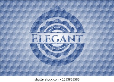 Elegant blue badge with geometric pattern background.
