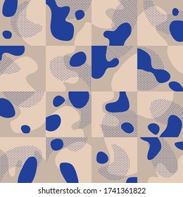 Elegant blue and baige modern geometric seamless pattern for background, fabric, textile, wrap, surface, web and print design. 