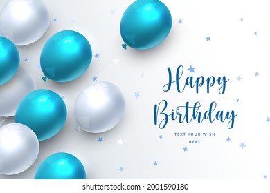 Elegant blue balloon Happy Birthday celebration card banner template background