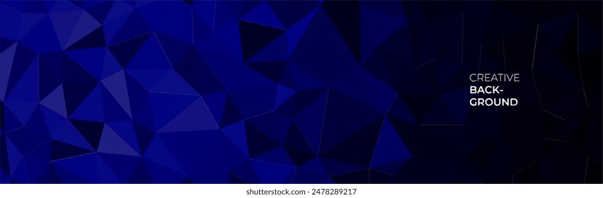elegant blue banner background with triangles shape