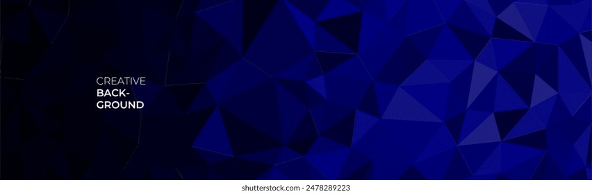 elegant blue banner background with triangles shape