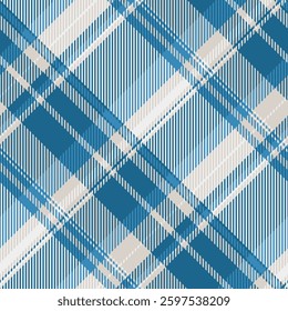 Elegant blue and beige plaid pattern.  A sophisticated textile design perfect for fashion, interiors, or website backgrounds.