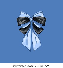 Elegant Blue and Black Bow Illustration