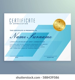 elegant blue certificate design template