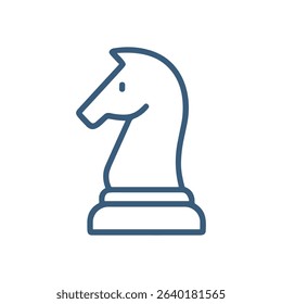Elegant blue chess knight silhouette. Icon symbol illustration