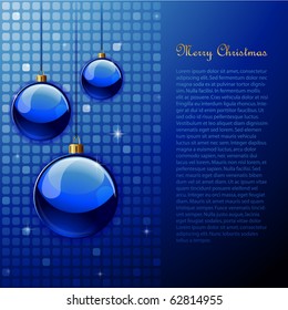 Elegant blue christmas background with ornaments and modern background