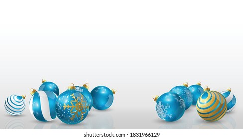 Elegant blue Christmas ball, beautifully placed on the ground for New Year's Christmas decoration.