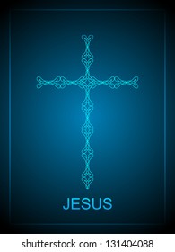 Elegant blue color background design for Good Friday with beautiful cross design.
