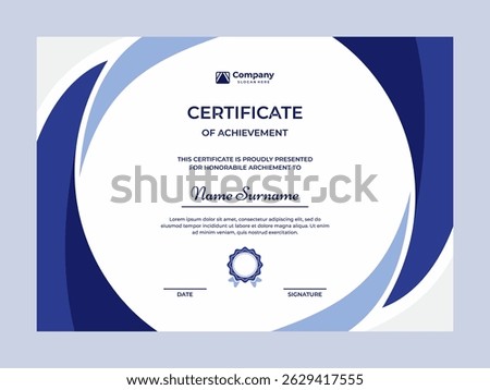 Elegant blue color certificate vector design template