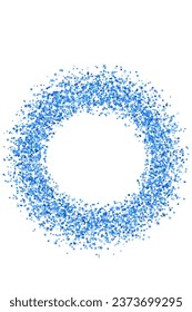Elegant blue confetti dust scatter pattern. Triangle square circle star granules illustration. Party materials. Messy scruple particles dot confetti. Party decoration sequins explosion