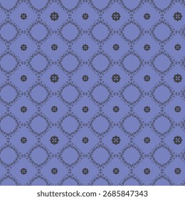 Elegant Blue Damask Pattern With Ornate Black Motifs For Wallpaper And Textile Design
