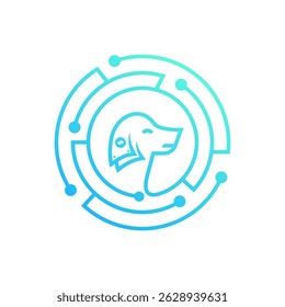 Elegant Blue Dog Head in Segmented Circle Vector Logo
