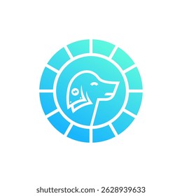 Elegant Blue Dog Head in Segmented Circle Vector Logo