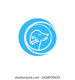 Elegant Blue Dog Head in Segmented Circle Vector Logo