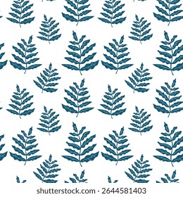 Elegant blue fern pattern design suitable for various textile applications and modern decor
