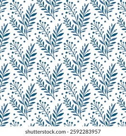 elegant blue floral pattern with delicate vintage inspired elements for fashion and art
