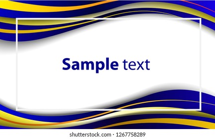 elegant blue flow vector abstract background, modern concept, gold color, with shadow