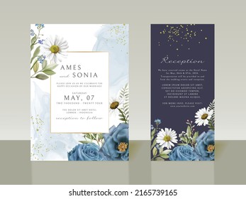 Elegant blue flowers wedding invitations