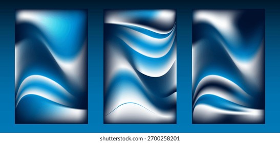 Elegant Blue Fluid Gradient with Shiny Metallic Texture and Soft Curves , Ideal for Poster Design, Website Background, and Branding Projects