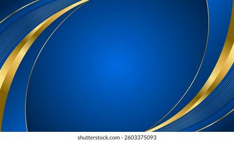 Elegant blue and gold abstract curve background. Modern luxury design. Suitable for Invitations, awards, templates, banners, covers, posters, presentations, websites and pages