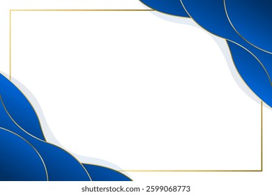 Elegant Blue and Gold Abstract Wave Background. Modern border and frame design. Suitable for Invitations, certificates, awards, templates, banners, posters, cards, and more