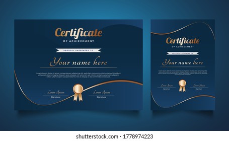 Elegant Blue and Gold Certificate Template