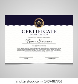elegant blue and gold diploma certificate template. Use for print, certificate, diploma, graduation
