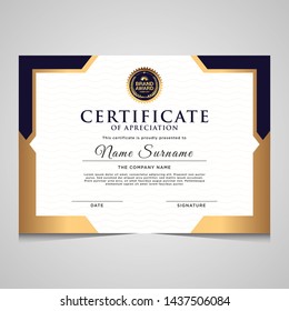 elegant blue and gold diploma certificate template. Use for print, certificate, diploma, graduation