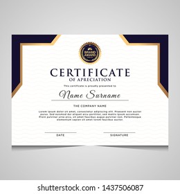 elegant blue and gold diploma certificate template. Use for print, certificate, diploma, graduation