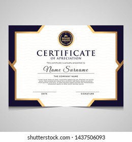 elegant blue and gold diploma certificate template. Use for print, certificate, diploma, graduation