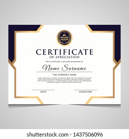 elegant blue and gold diploma certificate template. Use for print, certificate, diploma, graduation