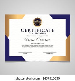 elegant blue and gold diploma certificate template. Use for print, certificate, diploma, graduation