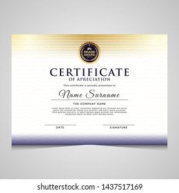 elegant blue and gold diploma certificate template. Use for print, certificate, diploma, graduation